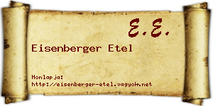 Eisenberger Etel névjegykártya